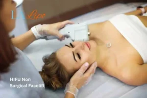 Woman having Hi-Fu to reduce wrinkles Walham Green.