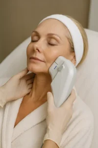 Woman receiving HIFU non surgical facelift treatment Walham Green